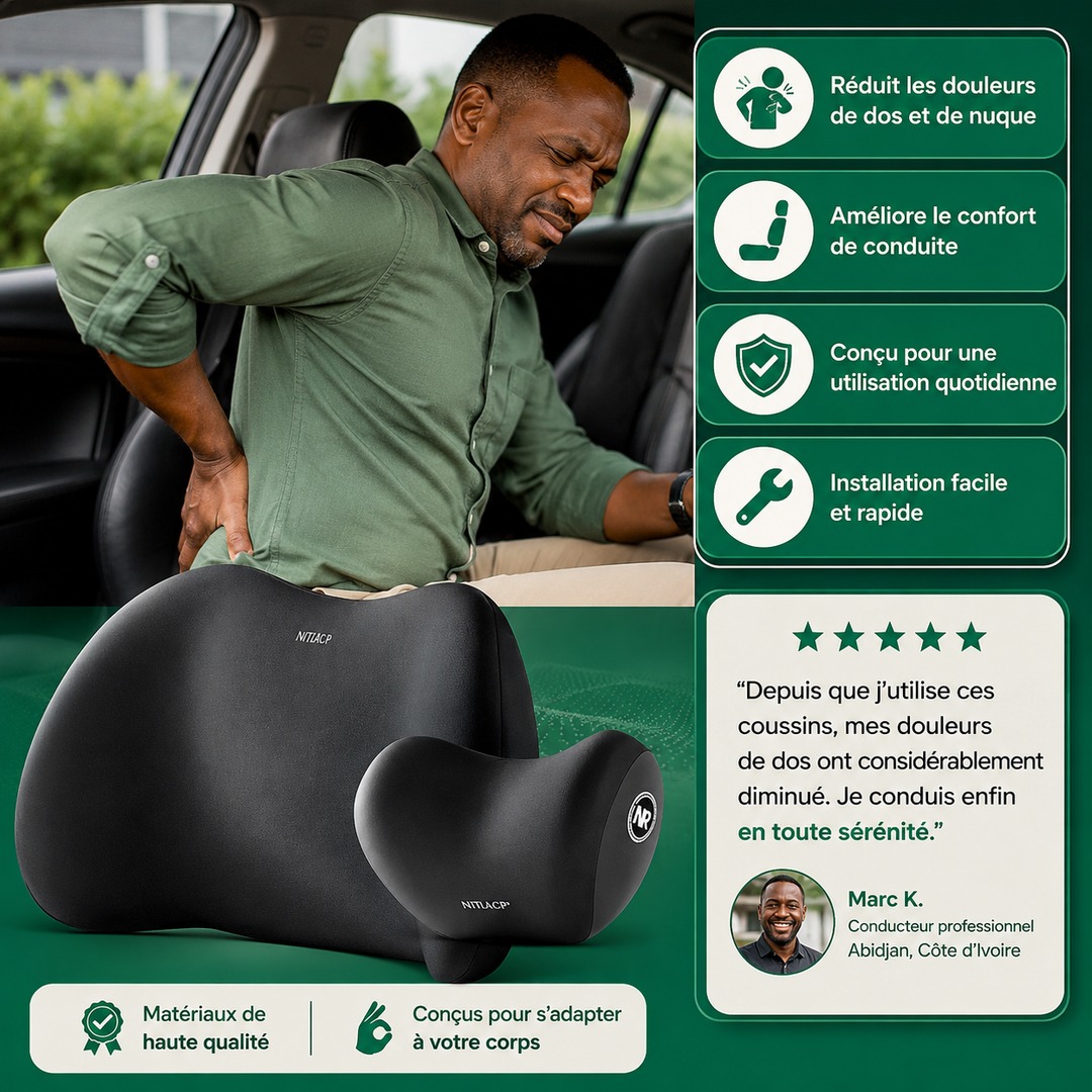 Améliorez votre confort de conduite avec nos coussins ergonomiques