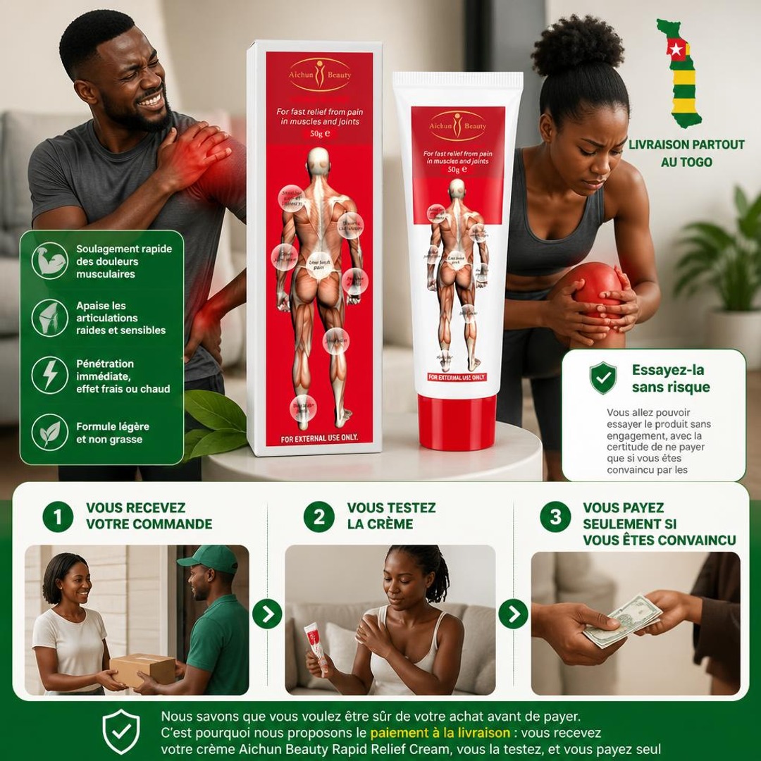 Essayez-la sans risque : paiement à la livraison et livraison rapide partout au Togo