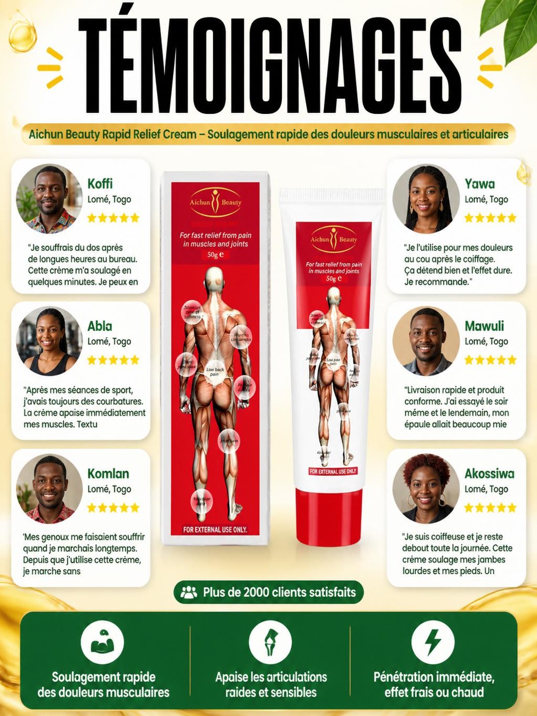 Visuel témoignages généré pour ce produit