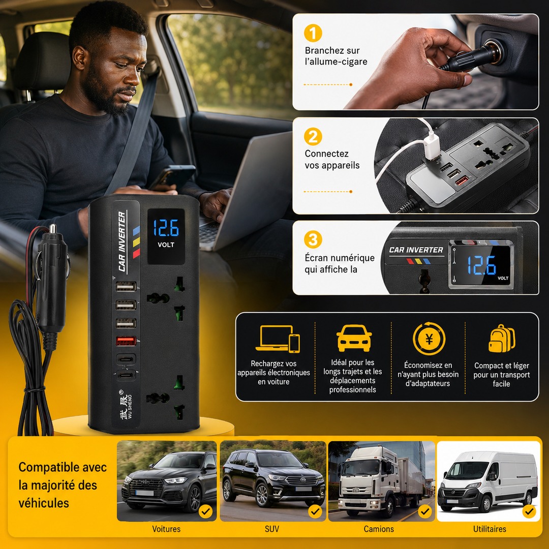 Comment fonctionne le convertisseur auto 12V/24V vers 220V ?