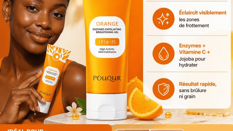 GIF résultat — Gel Exfoliant Éclaircissant à l'Orange – Zones Sombres Visiblement Plus Claires